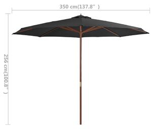 VidaXL antracitszürke kültéri napernyő farúddal 350 cm