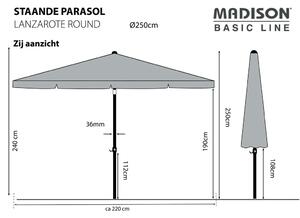 Madison Lanzarote tópszínű kerek napernyő 250 cm