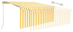 VidaXL sárga és fehér kézzel kihúzható napellenző redőnnyel 3 x 2,5 m