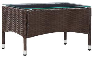 Barna polyrattan dohányzóasztal 60 x 40 x 36 cm