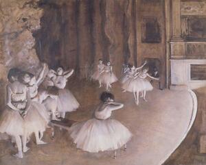 Reprodukció Ballet Rehearsal on the Stage, 1874, Edgar Degas