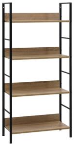 4 szintes tölgyszínű szerelt fa könyvespolc 60x27,6x124,5 cm