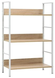 3 szintes tölgyszínű szerelt fa könyvespolc 60 x 27,6 x 90,5 cm
