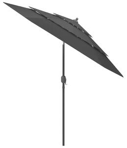 VidaXL 3 szintes fekete napernyő alumíniumrúddal 2,5 m