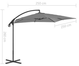 VidaXL antracitszürke konzolos napernyő acélrúddal, 250 x 250 cm