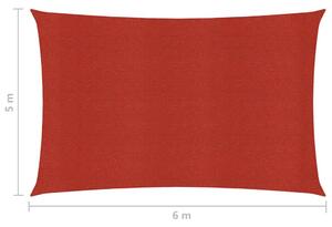 VidaXL piros HDPE napvitorla 160 g/m² 5 x 6 m