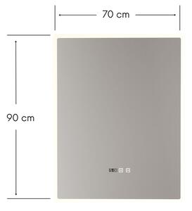 Welland 04C01 LED tükör - fényerő + színhőfok szabályozás + óra + páramentesítő - 70 x 90 cm