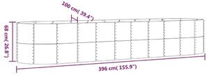 VidaXL antracitszürke porszórt acél kerti magaságyás 396x100x68 cm
