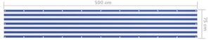VidaXL fehér-kék oxford-szövet erkélyparaván 75 x 500 cm