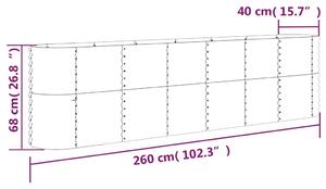 VidaXL antracitszürke porszórt acél kerti magaságyás 260x40x68 cm