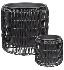 Kétdarabos virágcserép szett BRODIEA PE Rattan 26/45 cm Fekete