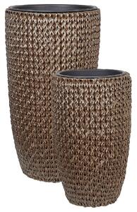 Kétdarabos virágcserép szett CEDRUS PE Rattan 37/45 cm Barna