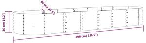 VidaXL szürke porszórt acél kerti magaságyás 296x80x36 cm