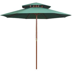VidaXL zöld dupla napernyő fa rúddal 270 x 270 cm