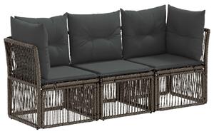 VidaXL Kerti Kanapé Szett 3 pcs Szürke polirattan