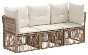 VidaXL Kerti Kanapé Szett 3 pcs Bézs polirattan