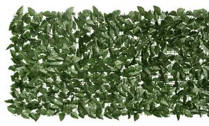 VidaXL sötétzöld leveles erkélyparaván 300 x 75 cm