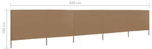 VidaXL tópszínű 5-paneles szövet szélfogó 600 x 160 cm