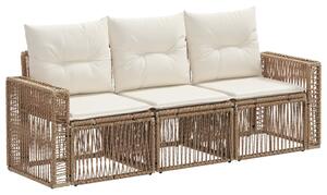 VidaXL Kerti Kanapé Szett 3 pcs Beige és Krémszínű polirattan
