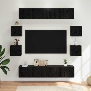 TV szekrény garnitúra 8 pcs 80 x 30 x 30 cm Fekete Tölgy