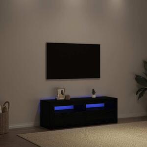 Fekete tölgy szerelt fa TV-szekrény LED-ekkel 120x35x40 cm