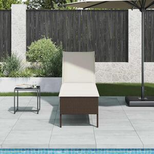 Barna polyrattan napozóágy párnával 55x200x44 cm