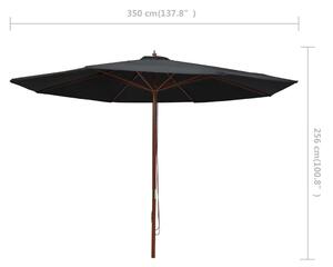 VidaXL fekete kültéri napernyő farúddal 350 cm