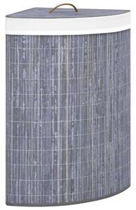 VidaXL szürke sarok bambusz szennyestartó kosár 60 L