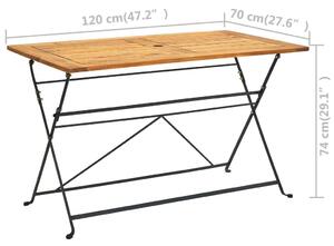 VidaXL tömör akácfa összecsukható kerti asztal 120 x 70 x 74 cm