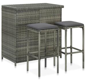 3 részes szürke polyrattan bárszett