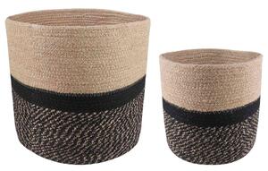 VidaXL Növényi Cserép Készlet 2 pcs Természetes és Fekete Ø 28 x 28 cm