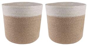 VidaXL Növényi Cserép Készlet 2 pcs Természetes és Fehér Ø 21 x 21 cm