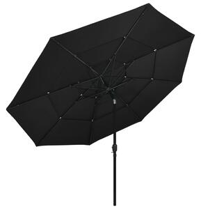 VidaXL 3 szintes fekete napernyő alumíniumrúddal 3,5 m