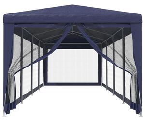 VidaXL kék HDPE rendezvénysátor 10 hálós oldalfallal 3 x 12 m