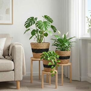 VidaXL Tengeri fű növénytartók 3 pcs Természetes és Fekete Ø26 x 19 cm