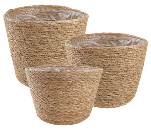 VidaXL Tengeri fű növénytartók 3 pcs Természetes Ø26 x 19 cm