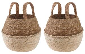 VidaXL Kézi növényedény 2 pcs Fehér Ø 22 x 20 cm 100% Tengeri fű