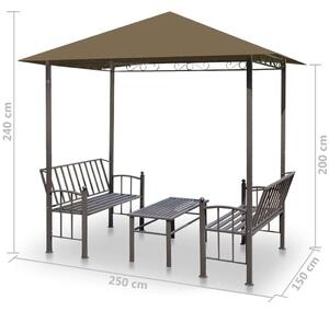 VidaXL tópszínű kerti pavilon asztallal, padokkal 2,5x1,5x2,4 m