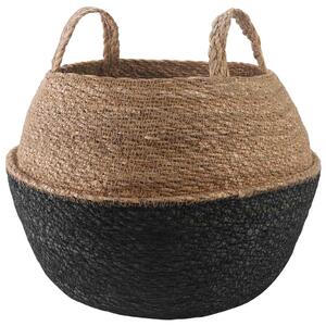 VidaXL Kézi növényedény Fekete Ø 45 x 36 cm 100% Tengeri fű