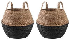 VidaXL Kézi növényedény 2 pcs Fekete Ø 32 x 32 cm 100% Tengeri fű