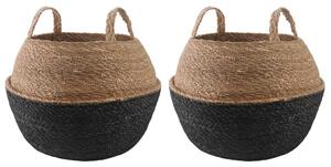 VidaXL Kézi növényedény 2 pcs Fekete Ø 45 x 36 cm 100% Tengeri fű