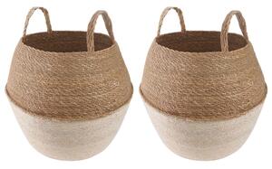 VidaXL Kézi növényedény 2 pcs Fehér Ø 32 x 32 cm 100% Tengeri fű