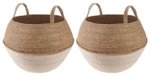 VidaXL Kézi növényedény 2 pcs Fehér Ø 45 x 36 cm 100% Tengeri fű