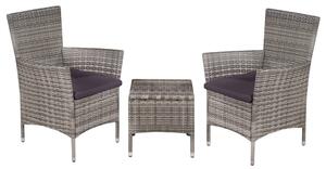 3 darabos szürke polyrattan bisztrószett