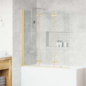 VidaXL Zuhanybeépítés Arany 130 x 138 cm ESG üveg és alumínium