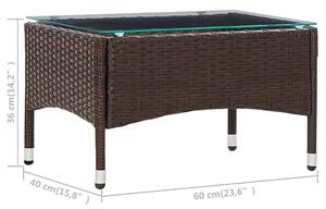 VidaXL barna polyrattan dohányzóasztal 60 x 40 x 36 cm
