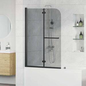 VidaXL Zuhanybeépítés Fekete 120 x 140 cm ESG üveg és alumínium
