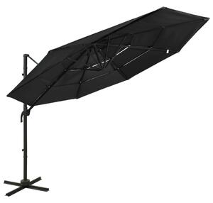 VidaXL 4 szintes fekete napernyő alumíniumrúddal 3 x 3 m