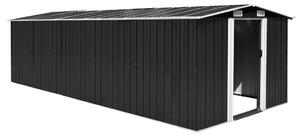 Antracitszürke fém kerti fészer 257 x 580 x 181 cm