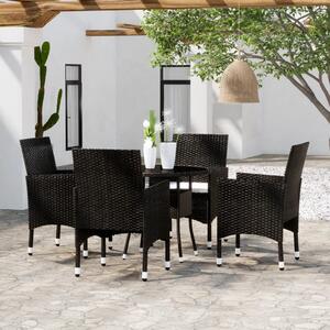 VidaXL 5 részes fekete polyrattan kerti étkezőgarnitúra